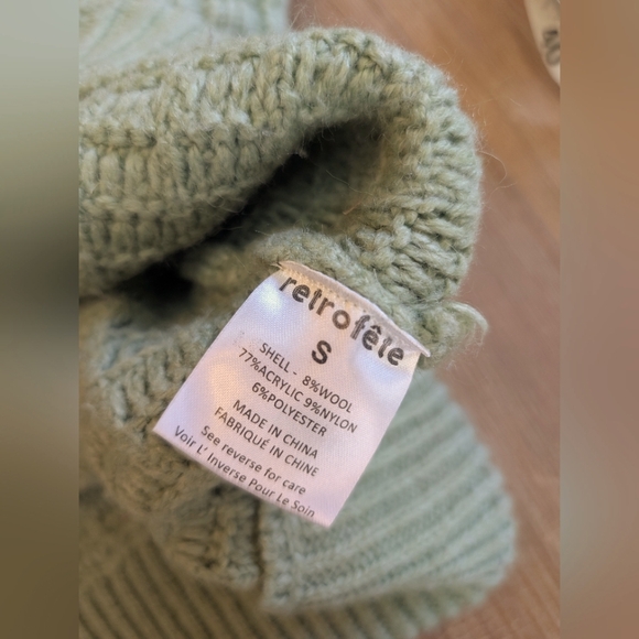 RETROFETE DORINDA Wool Blend Round Neck Sweater In Sage Size S - Picture 13 of 14